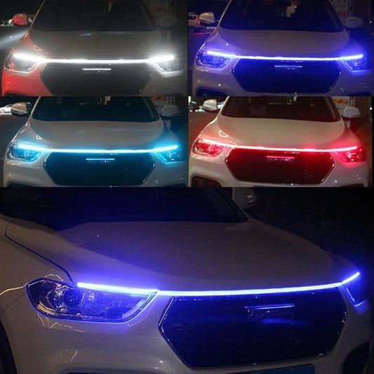 Dynamic LED Hood Light Strip with Turn Signal – Car DRL Upgrade