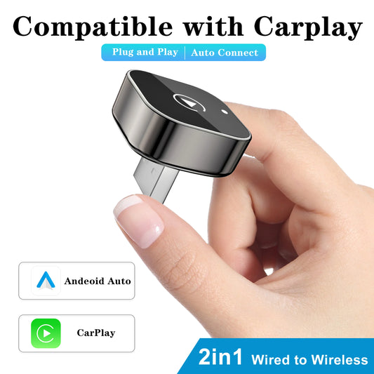 Wireless CarPlay Adapter for iPhone – Plug & Play Wired to Wireless Upgrade (2-in-1)