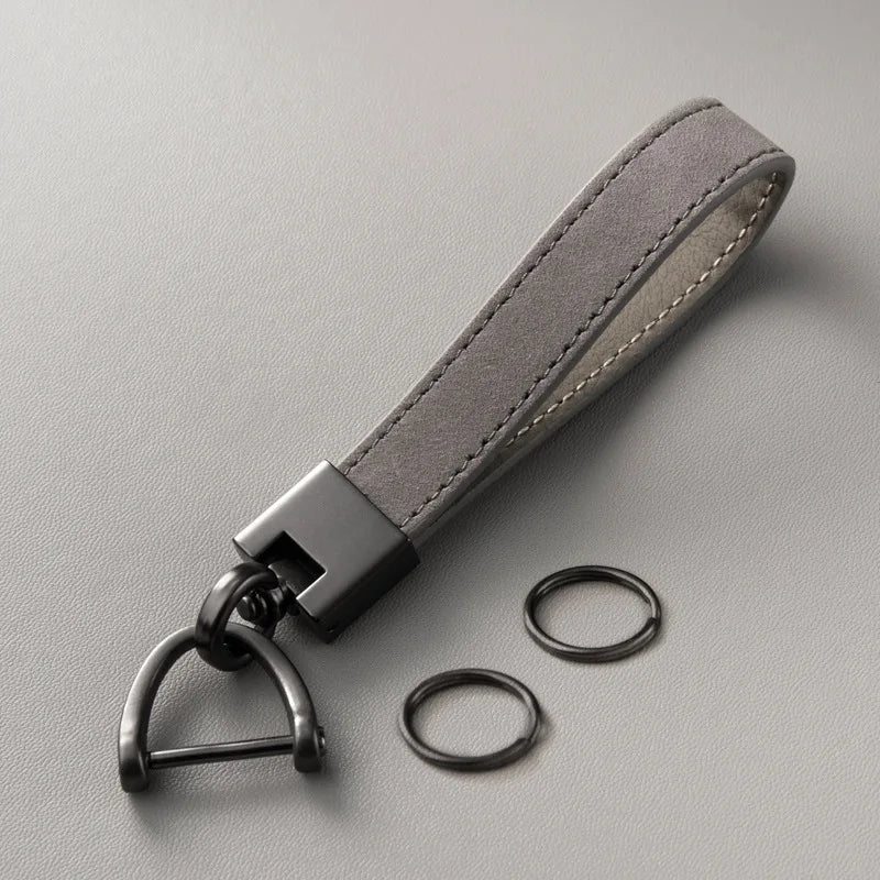 Genuine Leather Car Keychain – Luxury Key Ring with Durable Buckle