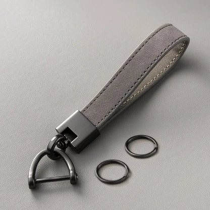 Genuine Leather Car Keychain – Luxury Key Ring with Durable Buckle