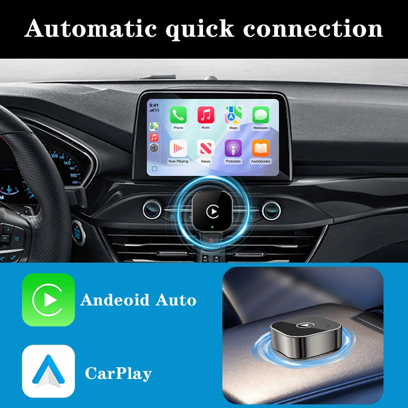 Wireless CarPlay Adapter for iPhone – Plug & Play Wired to Wireless Upgrade (2-in-1)