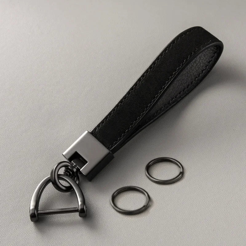 Genuine Leather Car Keychain – Luxury Key Ring with Durable Buckle