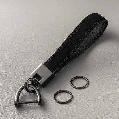Genuine Leather Car Keychain – Luxury Key Ring with Durable Buckle