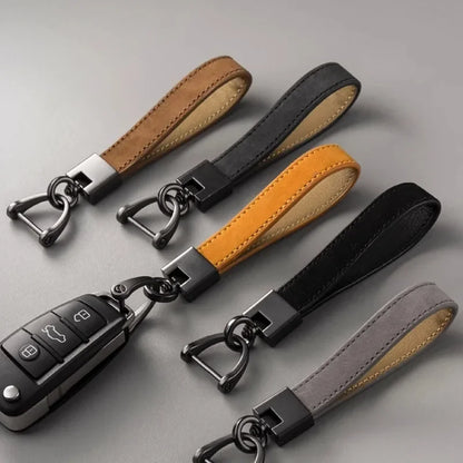 Genuine Leather Car Keychain – Luxury Key Ring with Durable Buckle
