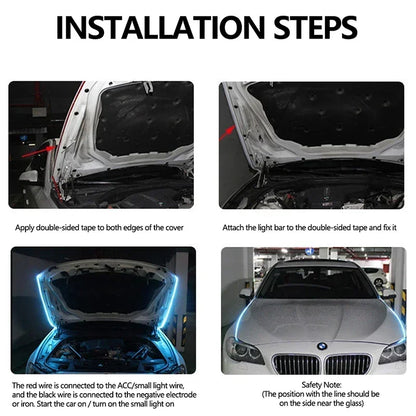 Dynamic LED Hood Light Strip with Turn Signal – Car DRL Upgrade
