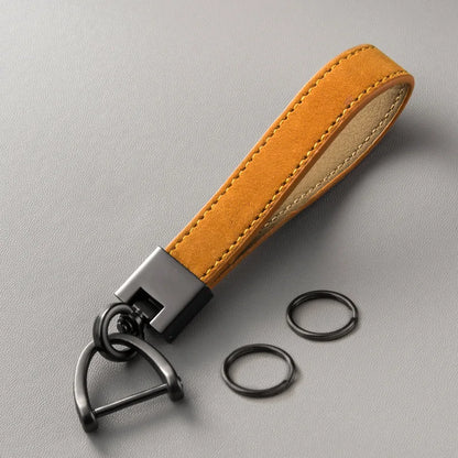 Genuine Leather Car Keychain – Luxury Key Ring with Durable Buckle