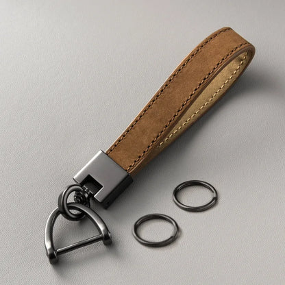 Genuine Leather Car Keychain – Luxury Key Ring with Durable Buckle