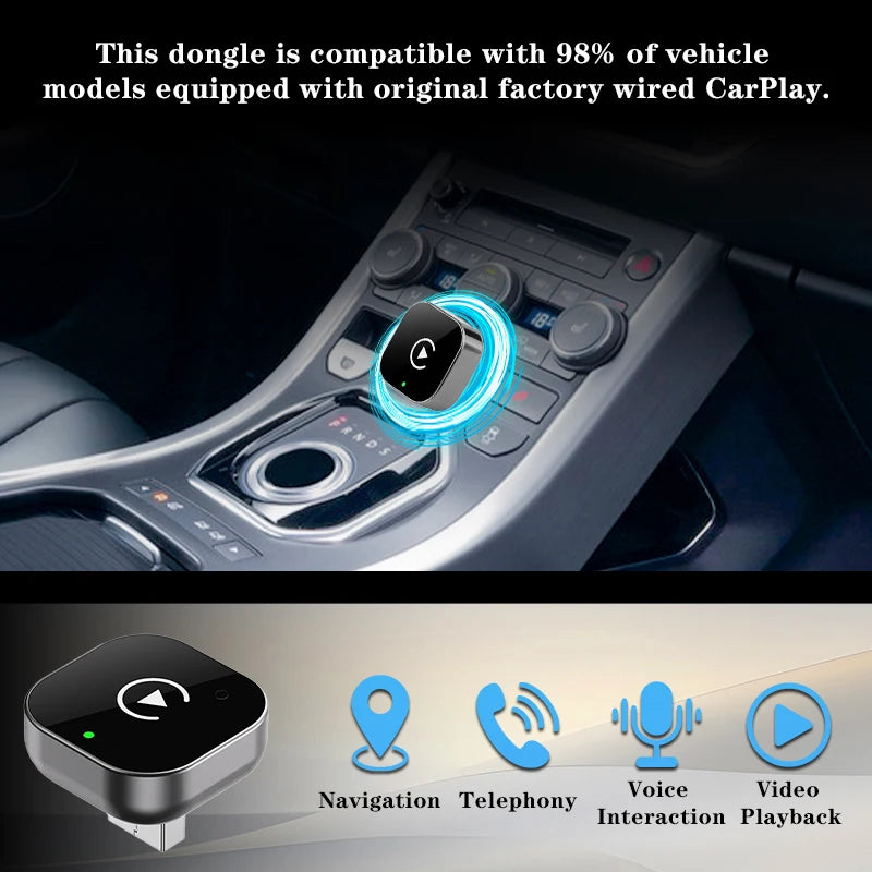 Wireless CarPlay Adapter for iPhone – Plug & Play Wired to Wireless Upgrade (2-in-1)
