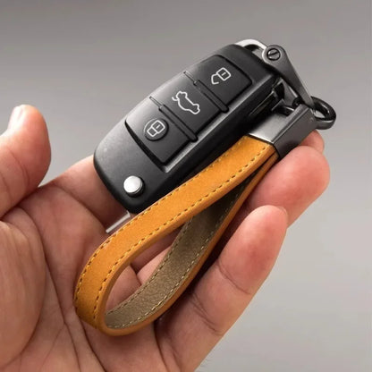 Genuine Leather Car Keychain – Luxury Key Ring with Durable Buckle